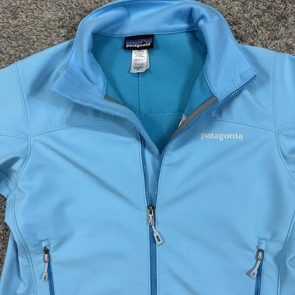 Women's Patagonia Adze Hybrid Jacket Polartec Soft Shell Full Zip Blue Cyan M - Picture 4 of 7
